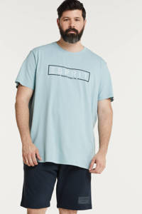 ESPRIT Men Casual T-shirt met logo light turquoise
