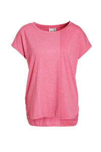 Roze dames ICHI T-shirt van katoen met korte mouwen en ronde hals