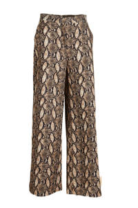 NA-KD high waist wide leg palazzo broek met slangenprint bruin/zwart