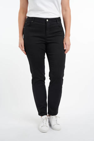 regular waist slim fit jeans zwart