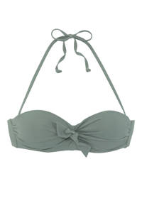 Lascana strapless bandeau bikinitop olijfgroen