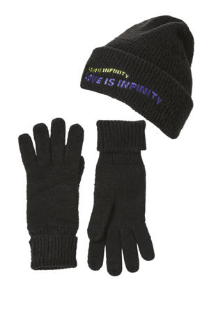 muts + handschoenen zwart