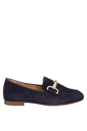 suède loafers donkerblauw