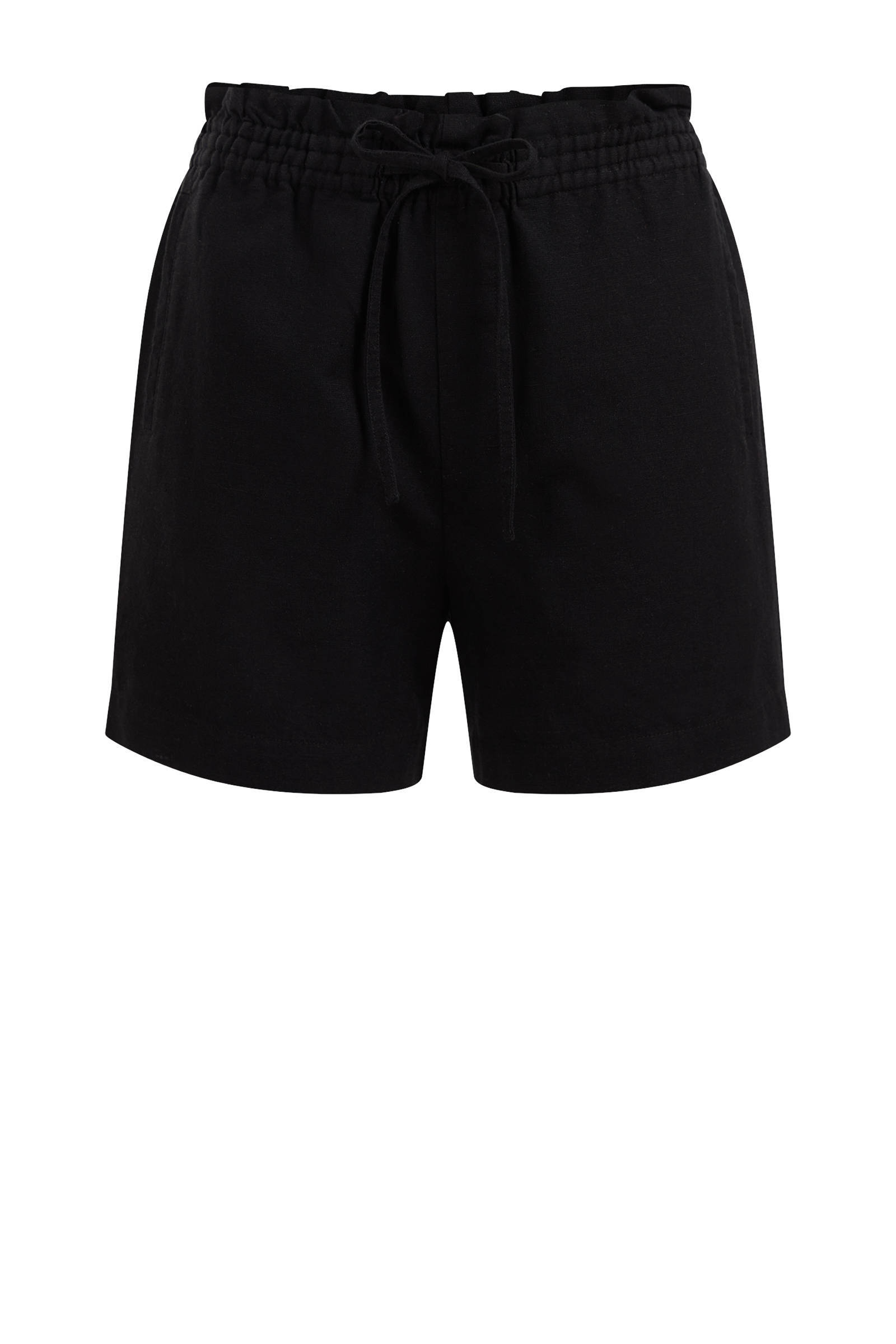 WE Fashion korte broek met linnen zwart | wehkamp