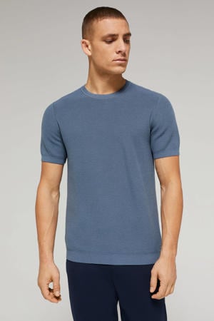 fijngebreid T-shirt blauw