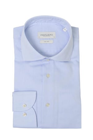 slim fit strijkvrij overhemd blauw extra lange mouw