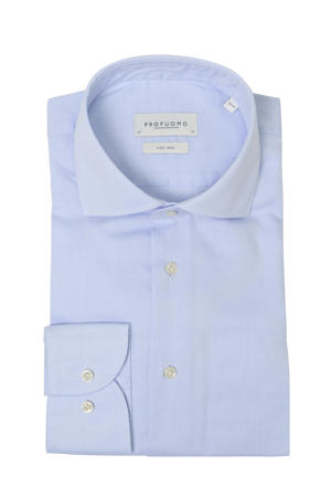 slim fit strijkvrij overhemd blauw extra lange mouw