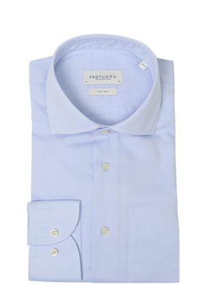 slim fit strijkvrij overhemd blauw extra lange mouw