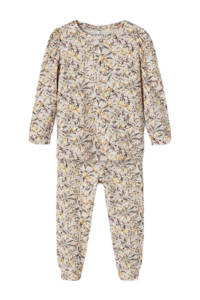NAME IT MINI pyjama NMFROSALI met all over print beige/geel/groen, Beige/geel/groen