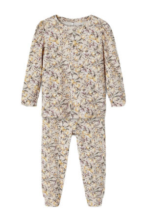 pyjama NMFROSALI met all over print beige/geel/groen