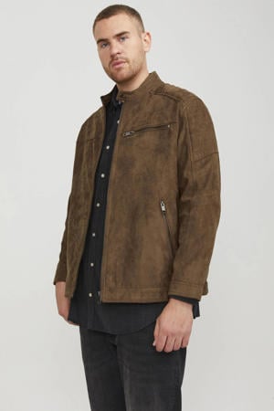 imitatieleren jas Plus Size cognac