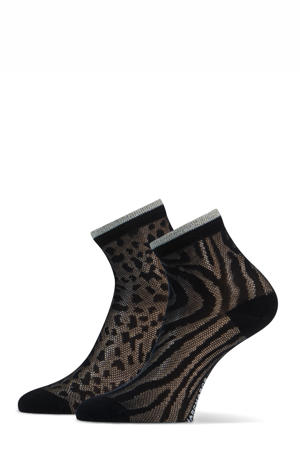 sokken Rafaella met dierenprint - set van 2 zwart