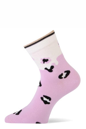 sokken Letizia met panterprint roze