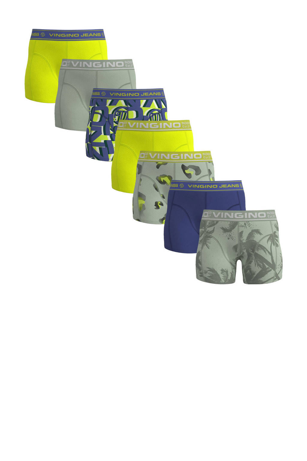 Vingino   boxershort Fresh - set van 7 neon geel/groen/blauw