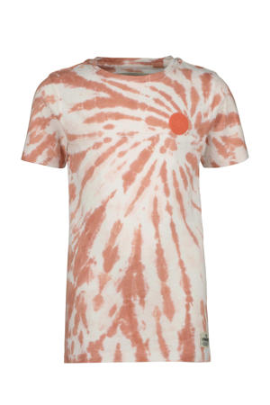 T-shirt Hitue met all over print ecru/oranje