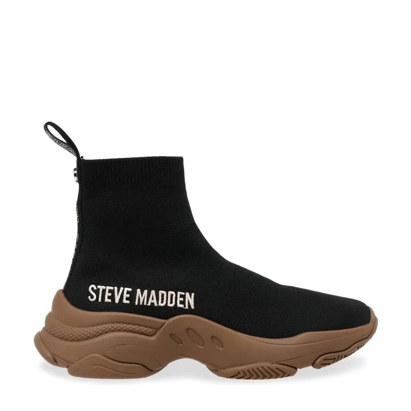 Steve Madden Master sock sneakers zwart/bruin | wehkamp