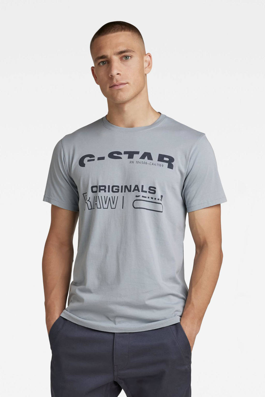 G-Star RAW T-shirt van biologisch katoen faze blue