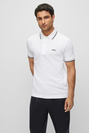 regular fit polo Paddy met contrastbies white