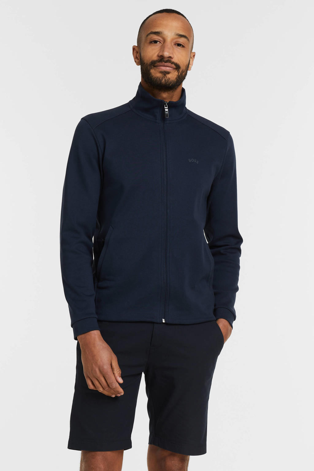 Jersey BOSS Skaz Homme - 100% Coton - Coupe Cintrée - Bleu Moyen Taille 4XL