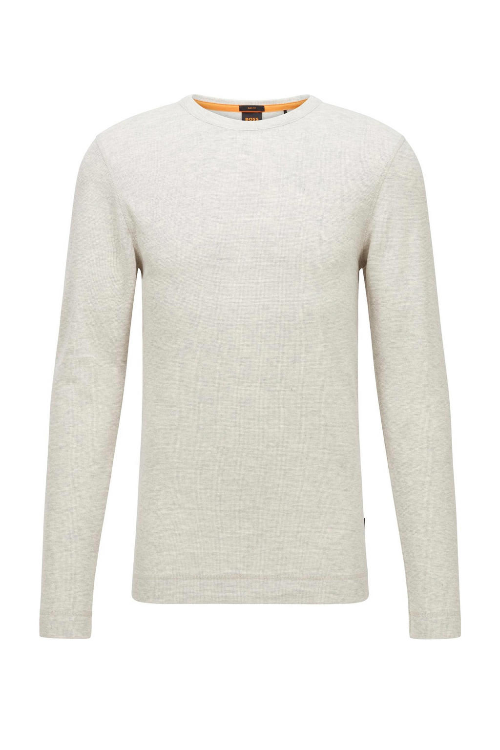 BOSS slim fit basic longsleeve Tempest natural wehkamp