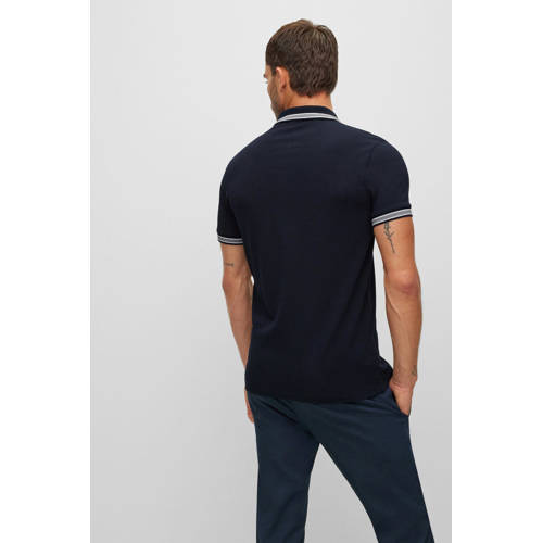 BOSS regular fit polo Paddy met contrastbies dark blue afbeelding