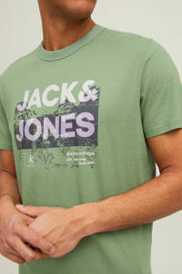 JACK & JONES CORE regular fit T-shirt JCOTREK met logo groen