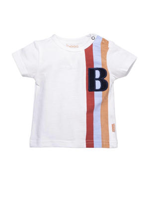 baby gestreept T-shirt off white/camel/brique/blauw