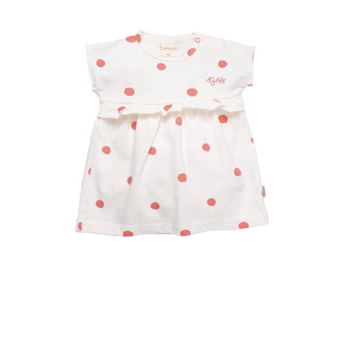 B*E*S*S baby jurk met stippen en ruches off white/rood