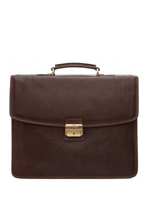 15.6 inch leren laptoptas Verona bruin