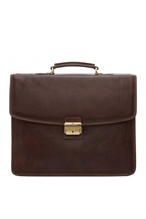 15.6 inch leren laptoptas Verona bruin