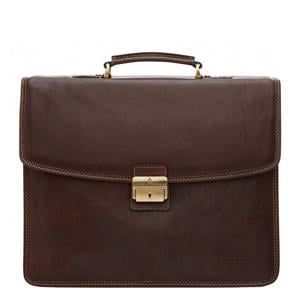 15.6 inch leren laptoptas Verona bruin
