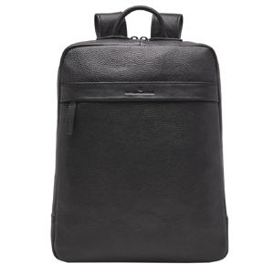 15.6 inch leren rugzak Bravo zwart