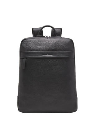 15.6 inch leren rugzak Bravo zwart