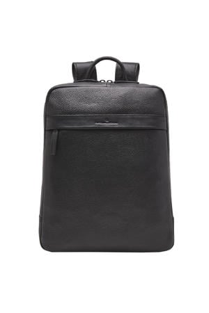 15.6 inch leren rugzak Bravo zwart
