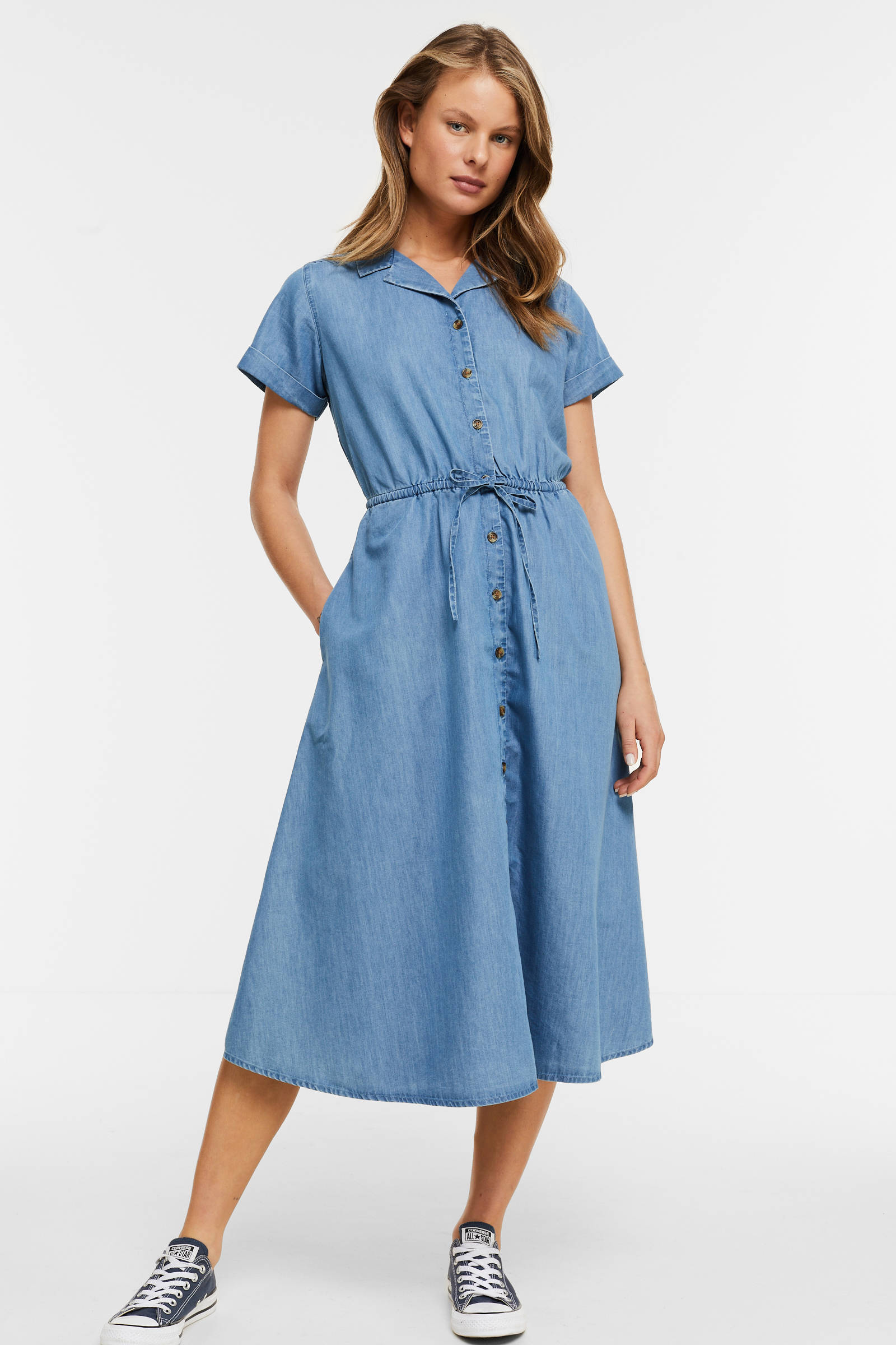 blousejurk denim blauw