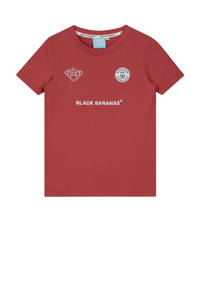 Zalmkleurige jongens en meisjes BLACK BANANAS unisex T-shirt van stretchkatoen met logo dessin, korte mouwen en ronde hals