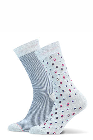 sokken Gerard met all-over print - set van 2 lichtgrijs