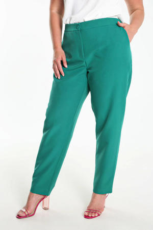 pantalon met deels elastische band groen