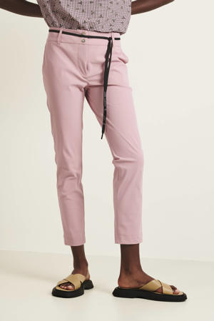 cropped regular fit pantalon Dalas  van travelstof roze
