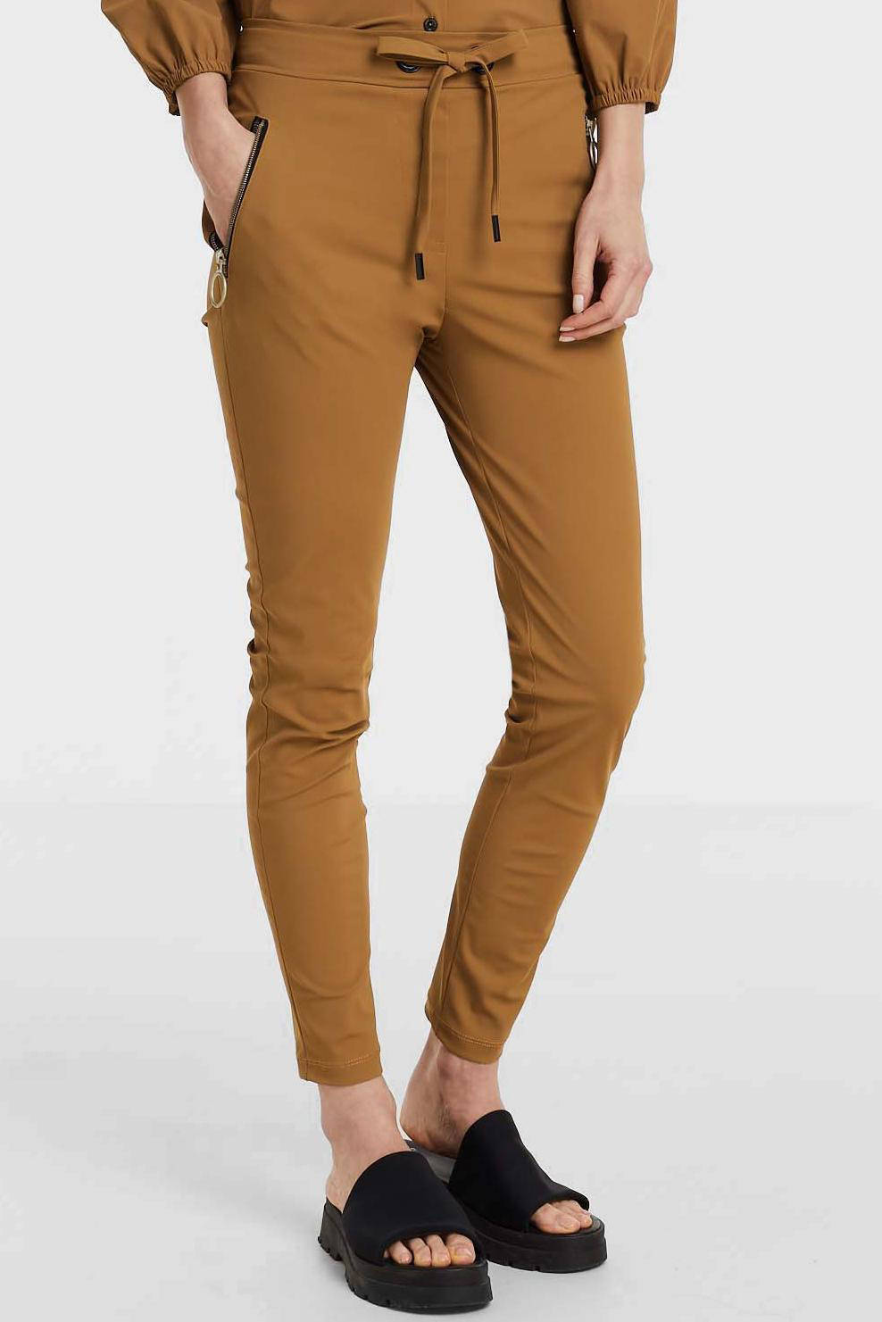 Jane Lushka slim fit broek Liliana van travelstof camel | wehkamp