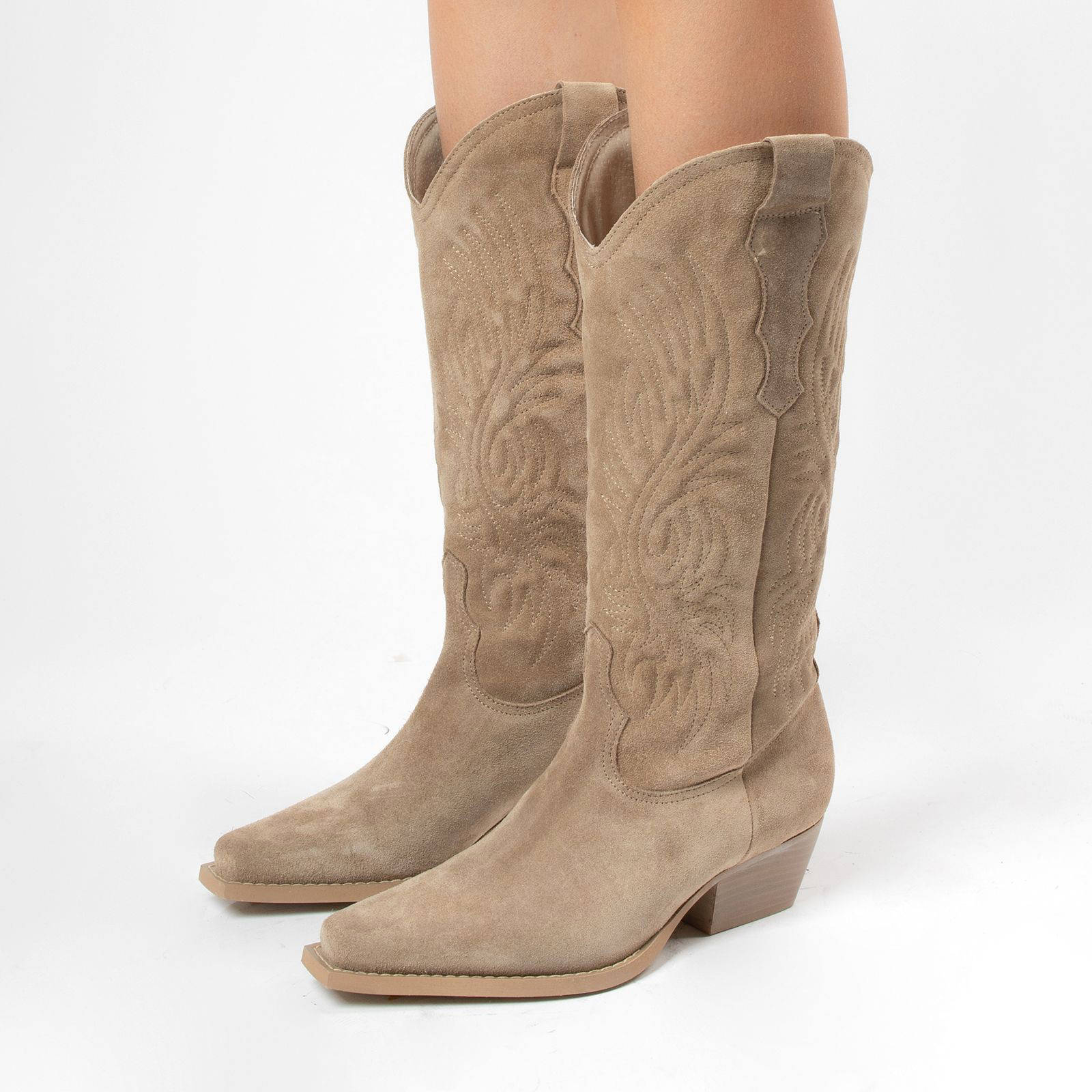 Sacha suède cowboylaarzen beige | wehkamp