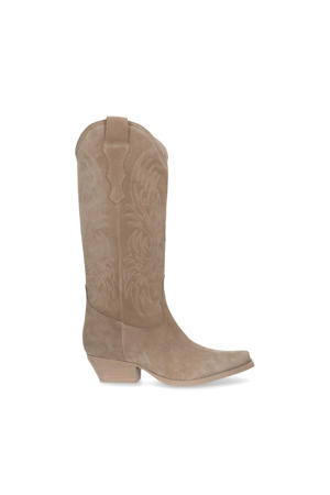 suède cowboylaarzen beige