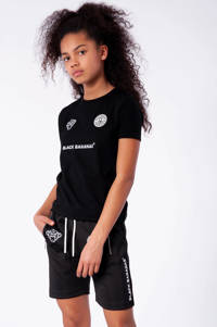 Zwarte jongens en meisjes BLACK BANANAS unisex T-shirt van katoen met logo dessin, korte mouwen en ronde hals
