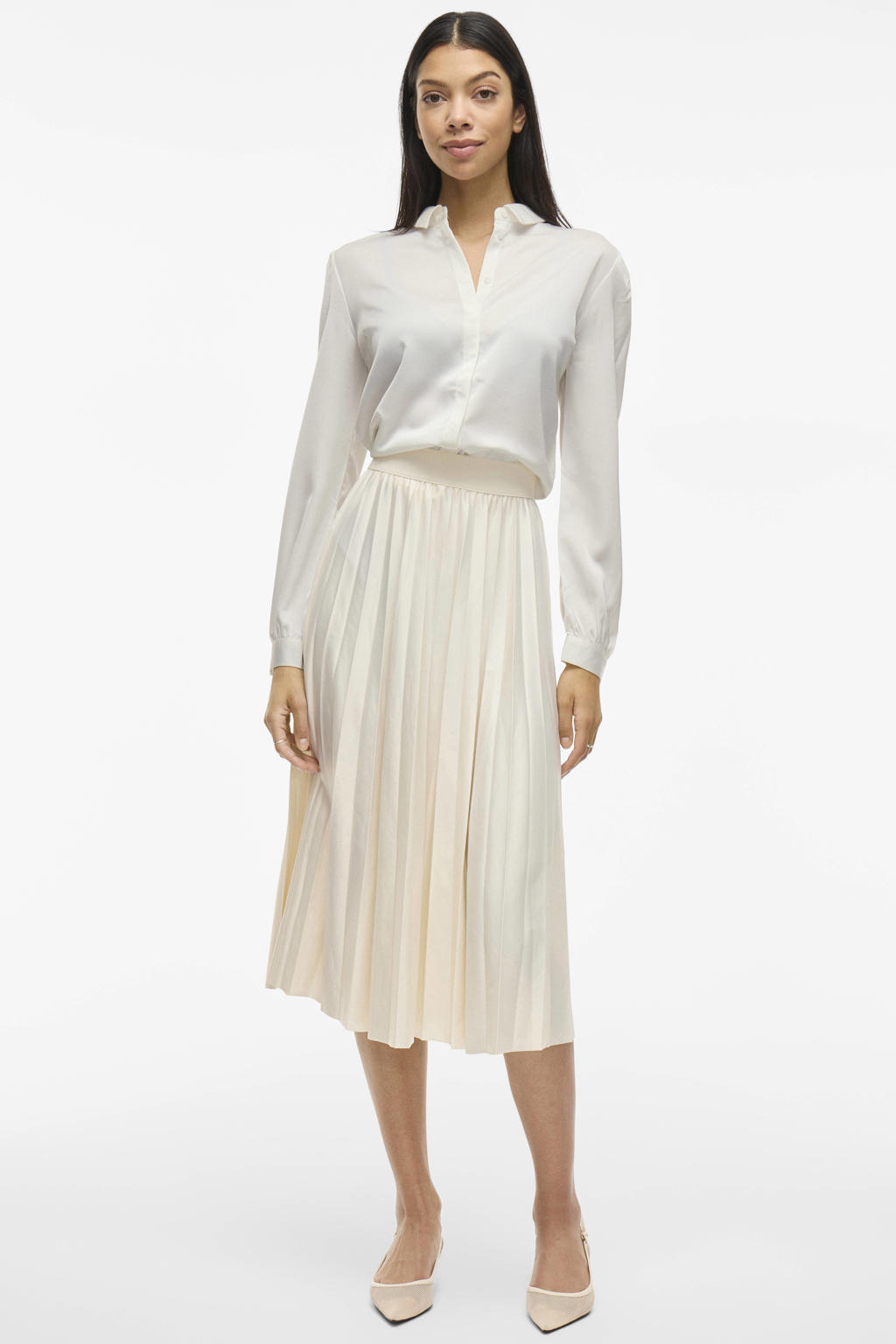 VILA blouse VIELLETTE van polyester wit