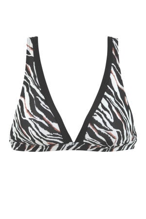 voorgevormde triangel bikinitop met zebraprint zwart/wit