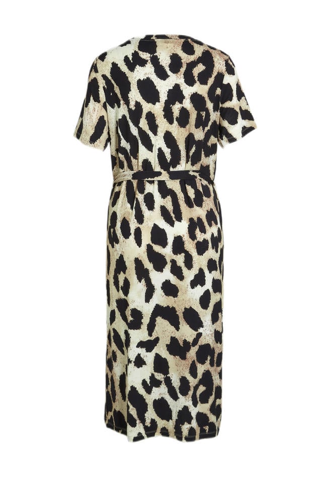 OBJECT jurk OBJMONI met all print en ceintuur beige/zwart | wehkamp