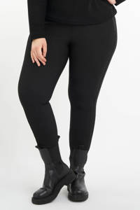 Zwarte dames MS Mode skinny legging van polyester met regular waist en elastische tailleband