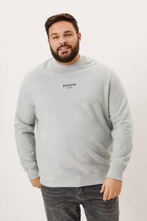 sweater Plus Size met tekst lichtgrijs