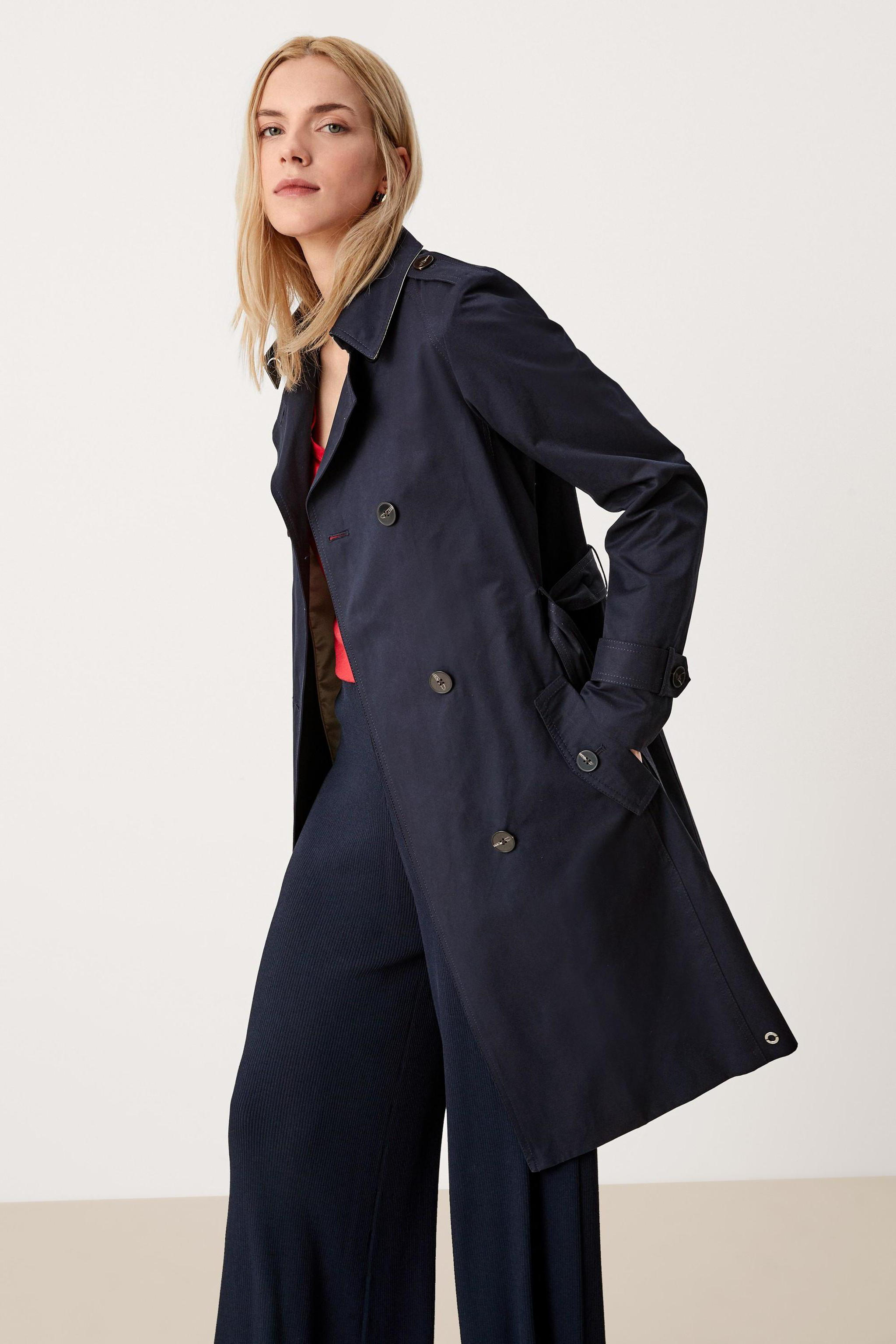 s.Oliver trenchcoat jas met ceintuur marine | wehkamp