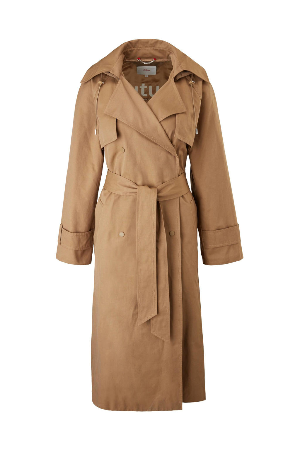 s.Oliver trenchcoat jas met ceintuur bruin | wehkamp